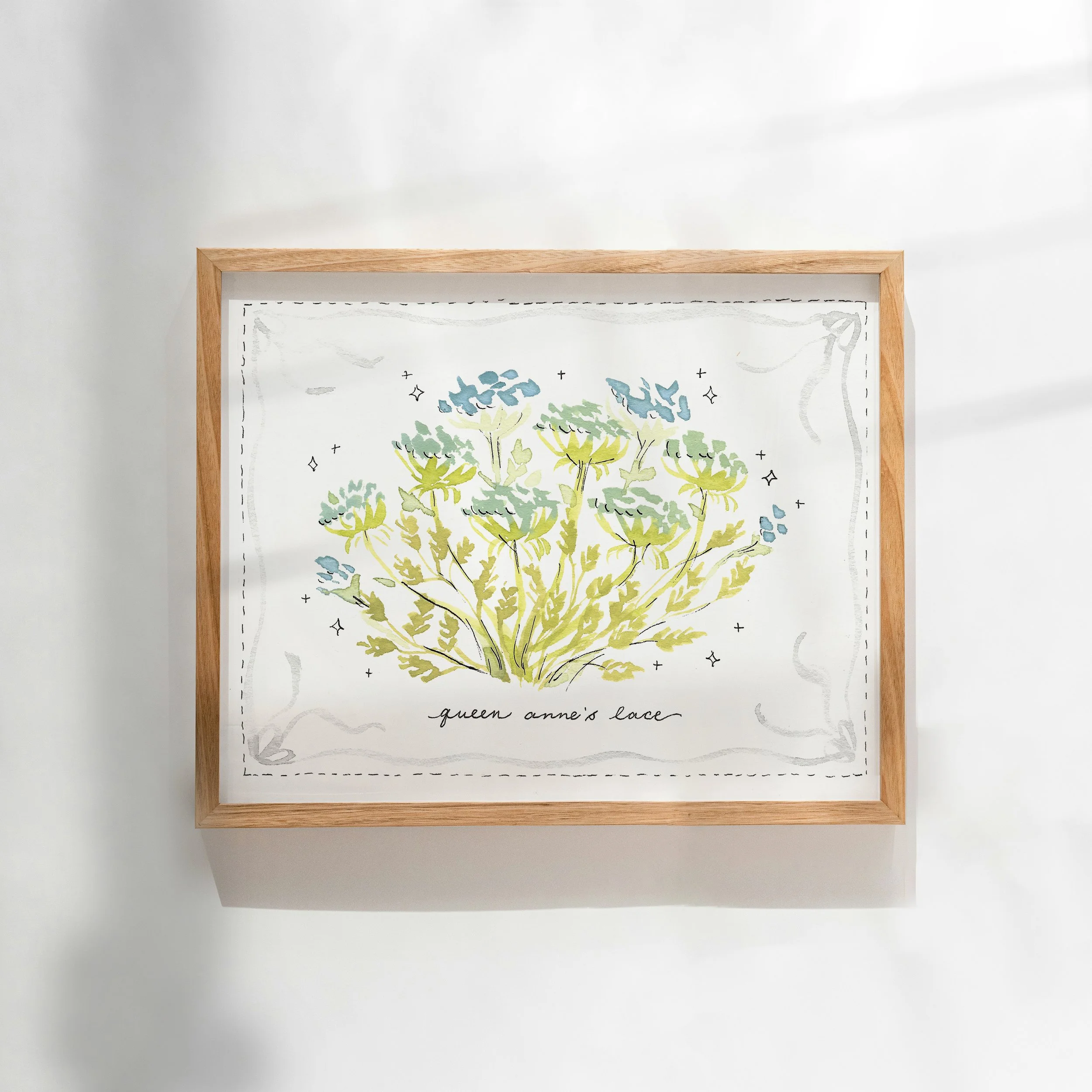 Queen Anne's Lace in White Gouache Print