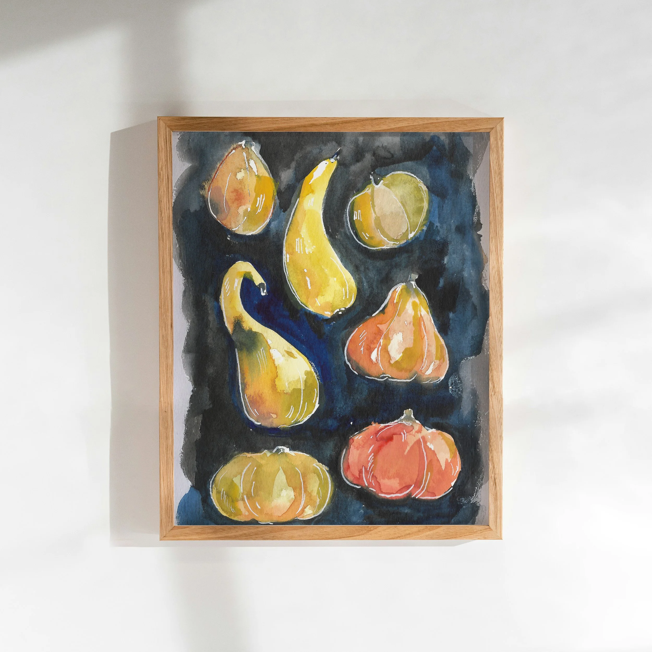 Pumpkin and Squash Gouache Print