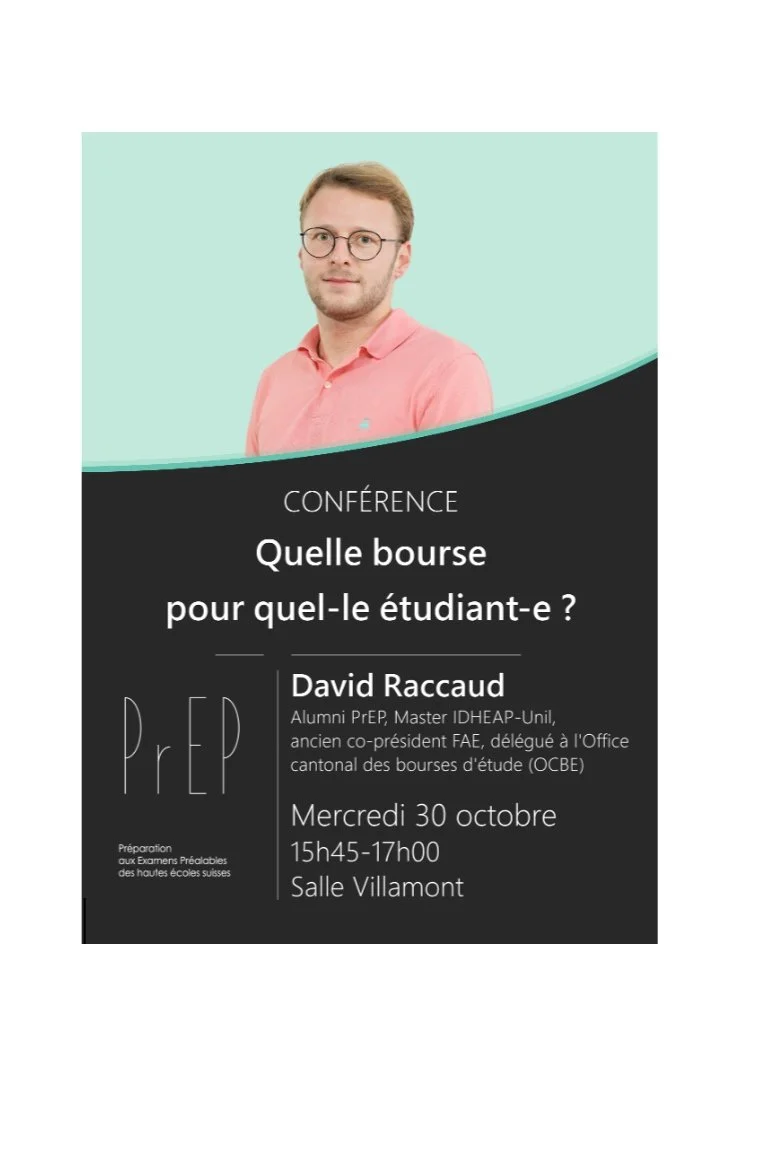 CONFÉRENCE à PrEP:  Quelle bourse d'études pour quel-le étudiant-e?