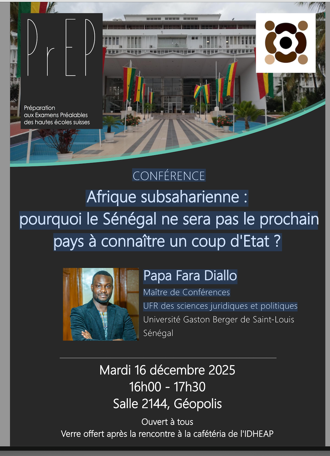 CONFÉRENCE - Afrique subsaharienne : pourquoi le Sénégal ne sera pas le prochain pays à connaître un coup d'Etat ? Papa Fara Diallo 