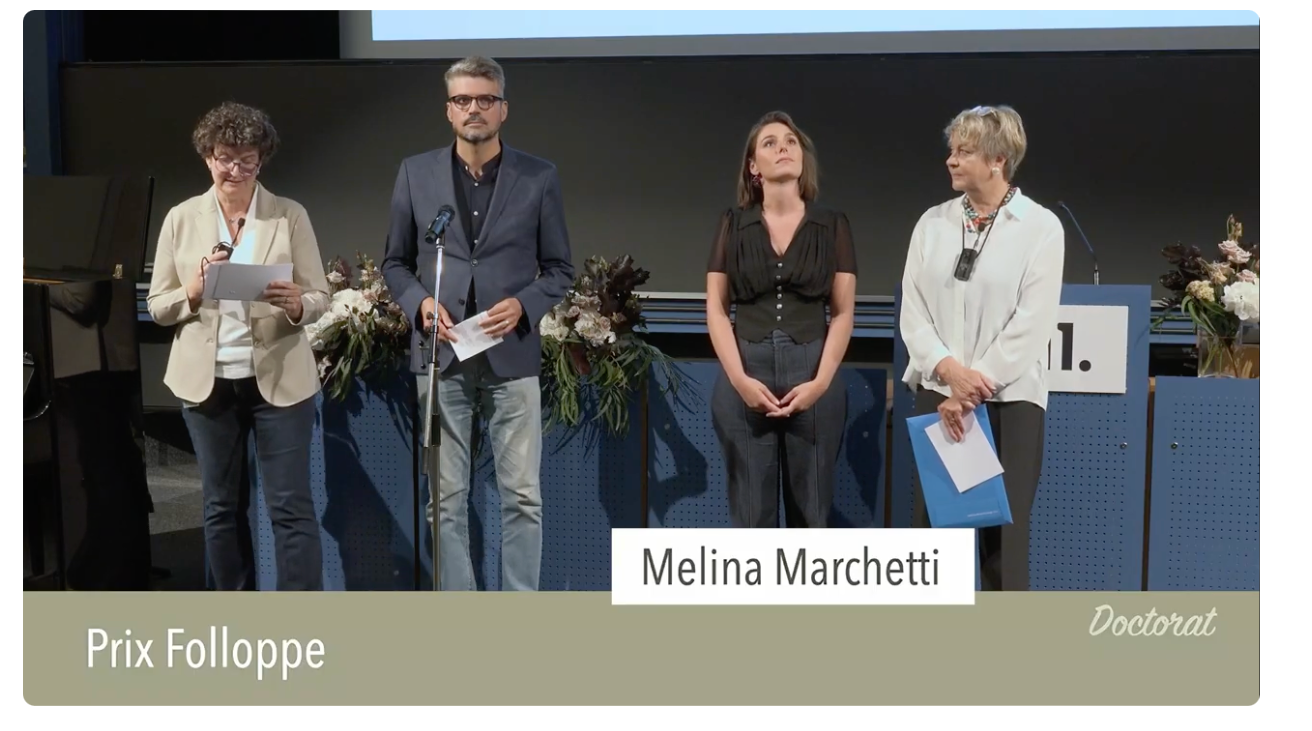 Prix Folloppe 2025, Unil, décerné à Melina Marchetti, pour son doctorat ès Lettres