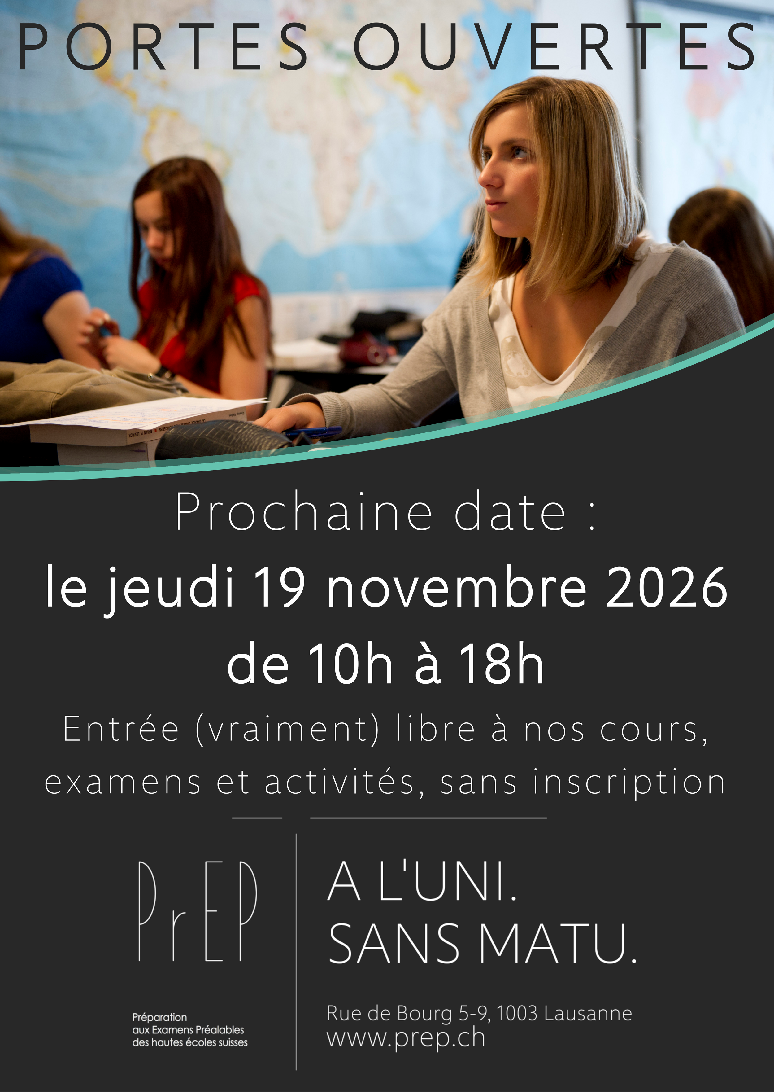 PORTES OUVERTES À PrEP le jeudi 19 novembre 2026, de 10h à 18h!