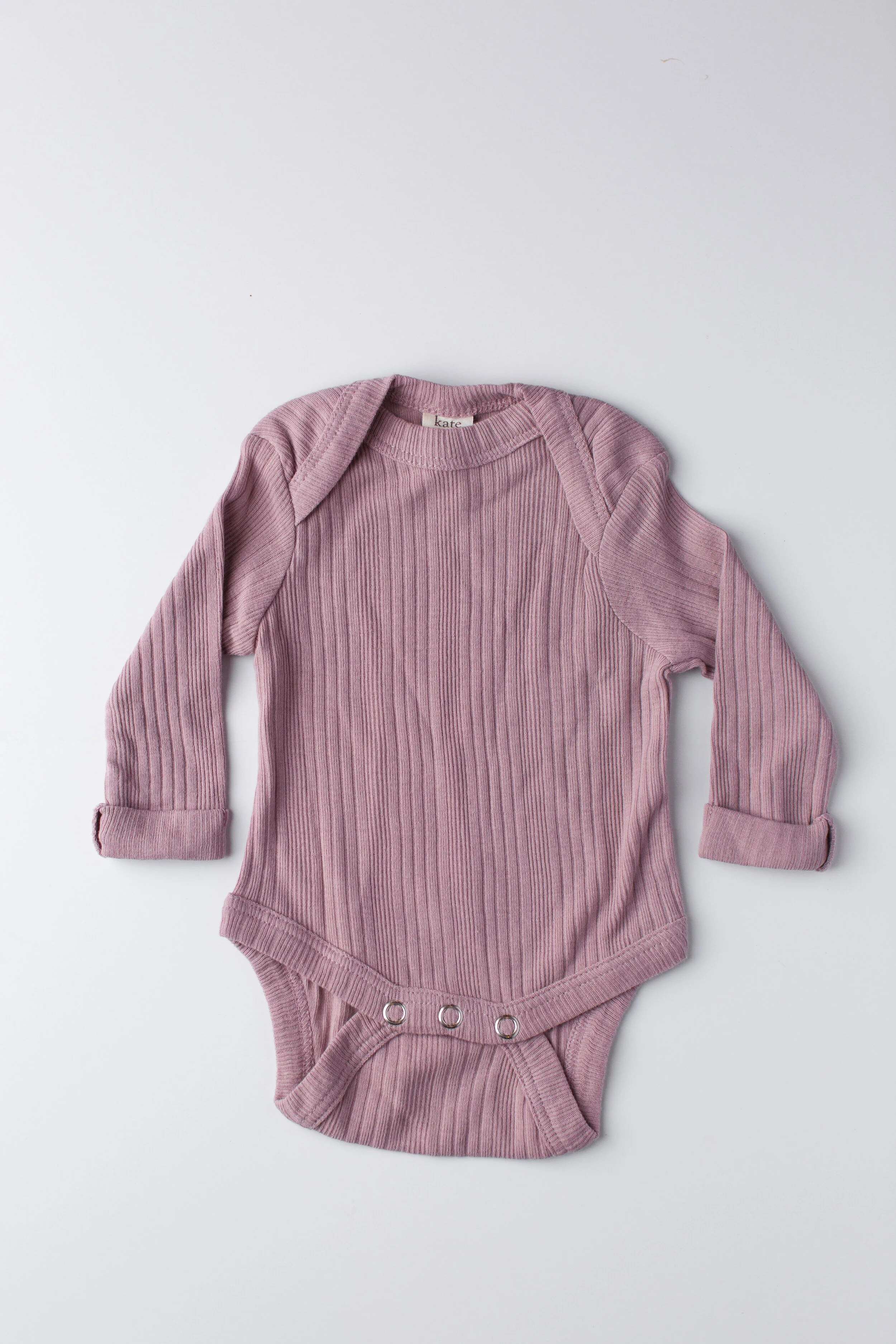 long sleeve cotton bodysuit | mauve | size nb