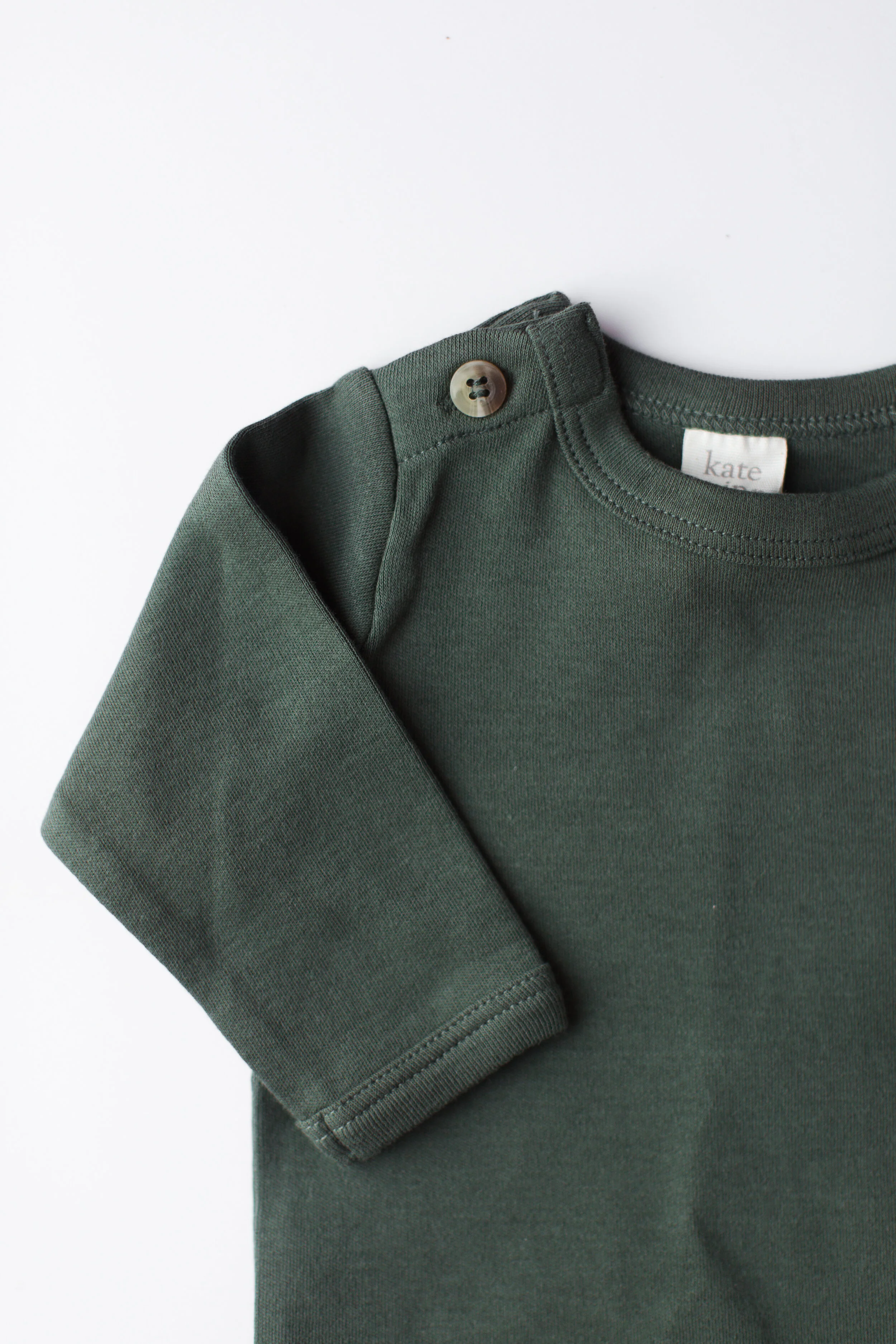 long sleeve cotton bodysuit | thyme | detail