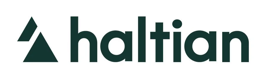 Logo of a mountain icon and the word 'haltiian' in bold black font
