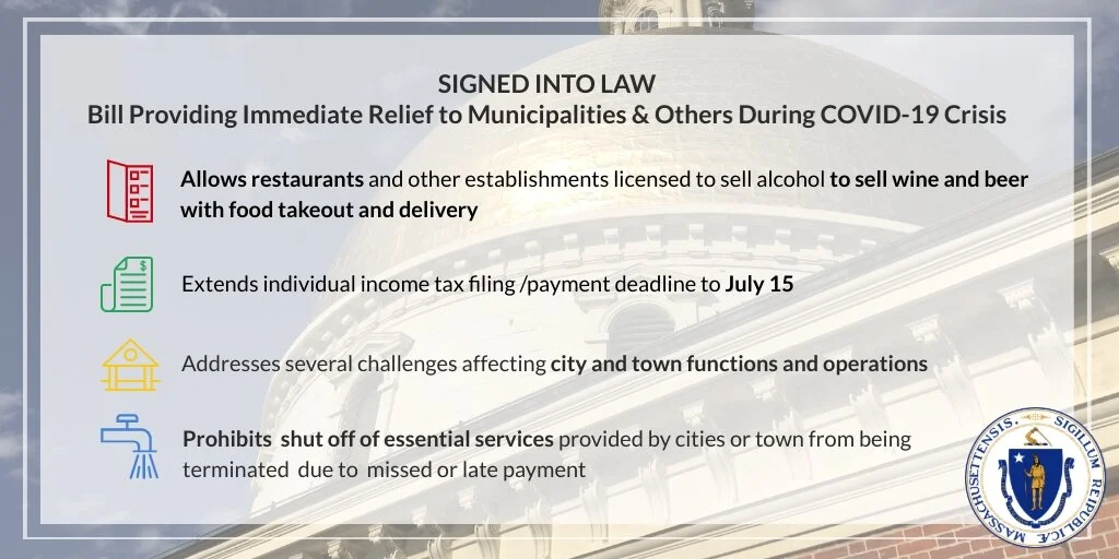 Massachusetts Legislature Passes Bill to Provide Immediate Relief to Municipalities and Others During the Ongoing COVID-19 Crisis