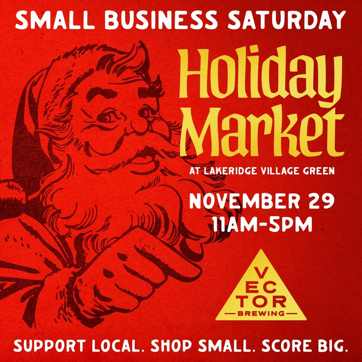 We&rsquo;re hosting our sixth annual 🛍Small Business Saturday Holiday Market🎄 on Saturday, November 29 from 11am-5pm in the Lakeridge Village green space, right in front of Vector Brewing, featuring over 20 small and independent vendors!

First obs