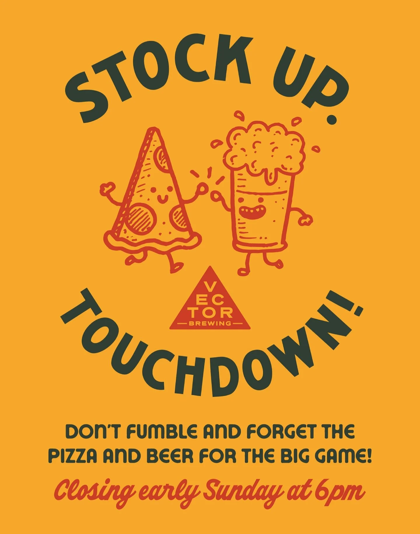 Pizza 🤝 beer. Team mates for life. Good thing they both play for our team.💪

Get your game day supplies this weekend and support local. HEAD&rsquo;S UP - we&rsquo;ll be closing early on Sunday at 6pm, so be sure to get those orders in early.

Vecto