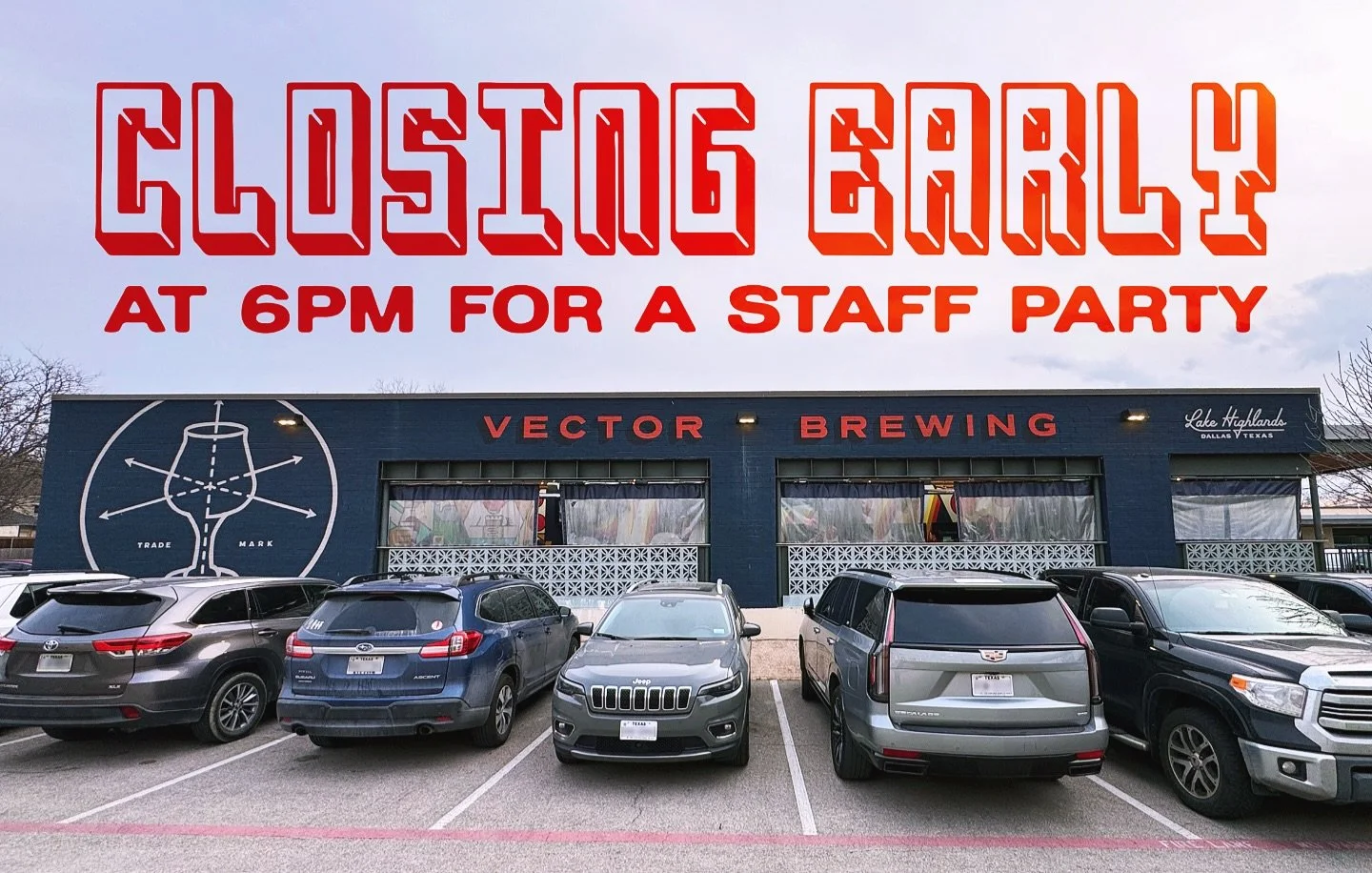 ⚡️CLOSING EARLY AT 6PM⚡️

We&rsquo;re throwing a party for our hard-working crew tonight, so we&rsquo;ll be shutting down the taproom a little early at 6pm this Sunday, Feb. 15. Until then, swing on by for a cold beer, glass of wine, hot pizza, and a