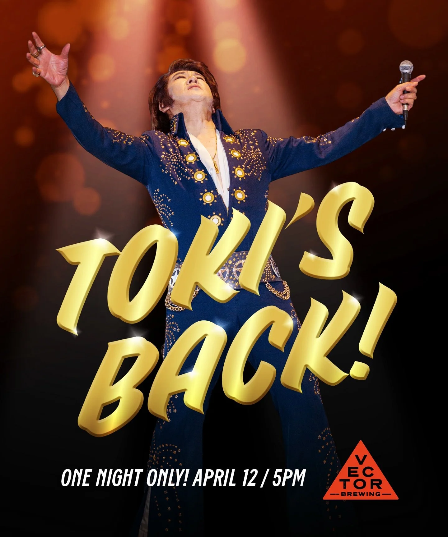 Domo. Domo arigato.🕺🏻

One night only - Sunday, April 12
A special, surprise return of the one&hellip; the only&hellip; 
TOKI, the Japanese Elvis!
Sets at 5pm, 6pm, and 7pm on the patio.

No joke. Be there, Mama.