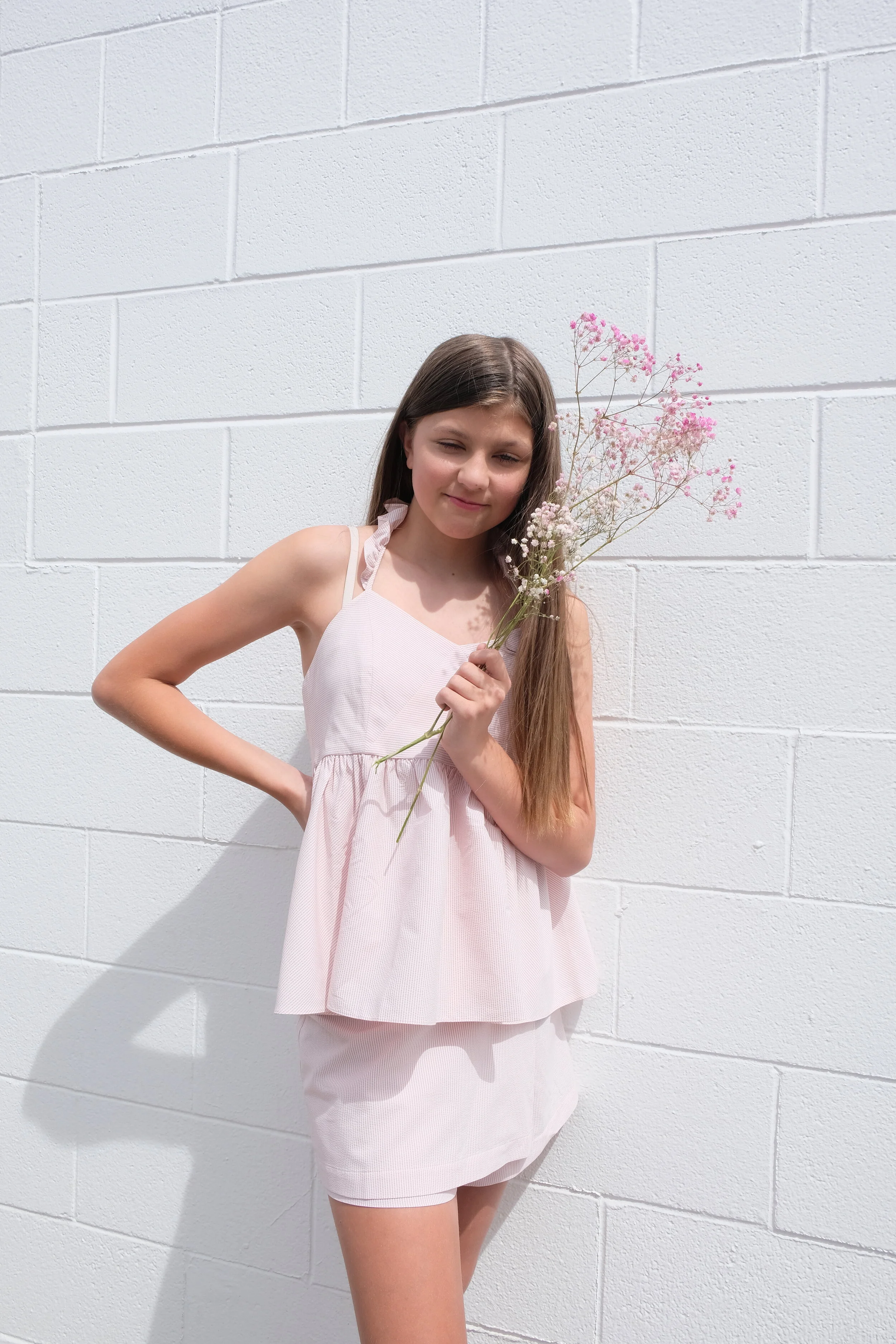 Pink Striped Seersucker Skort Trend Skirt