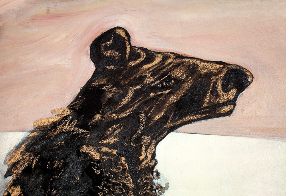    Bear's Head    Detail  mixed media on canvas  20" x 32”, 1983   