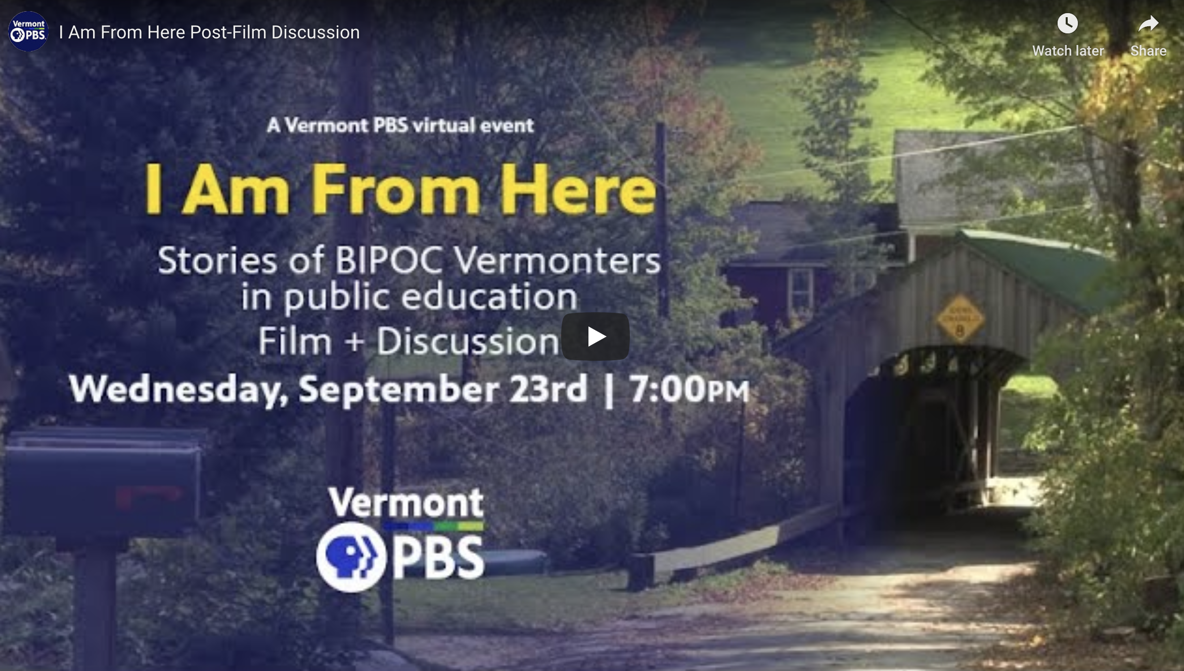 "I Am From Here" Film Discussion on Vermont PBS