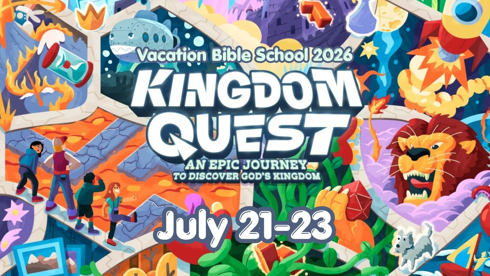 Vacation Bible School is coming to Next Chapter July 21-23! During "Kingdom Quest: An Epic Journey to Discover God's Kingdom" kids will go on a multiverse-themed adventure where they'll explore God's kingdom, following Jesus as the light of