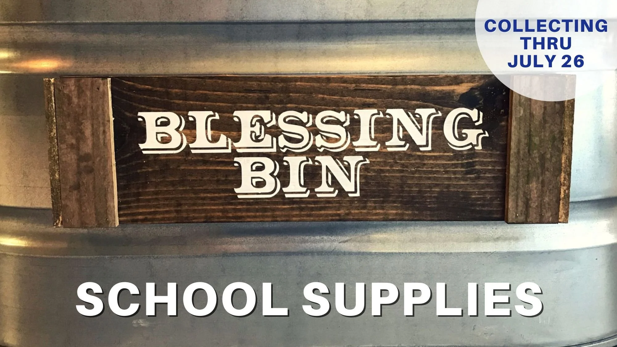 Next Chapter is collecting school supplies for this month's Blessing Bin! Think everything from crayons to paper to backpacks ... and everything in between. Donations may be placed in the Blessing Bin just inside the main entrance at church by Sunday