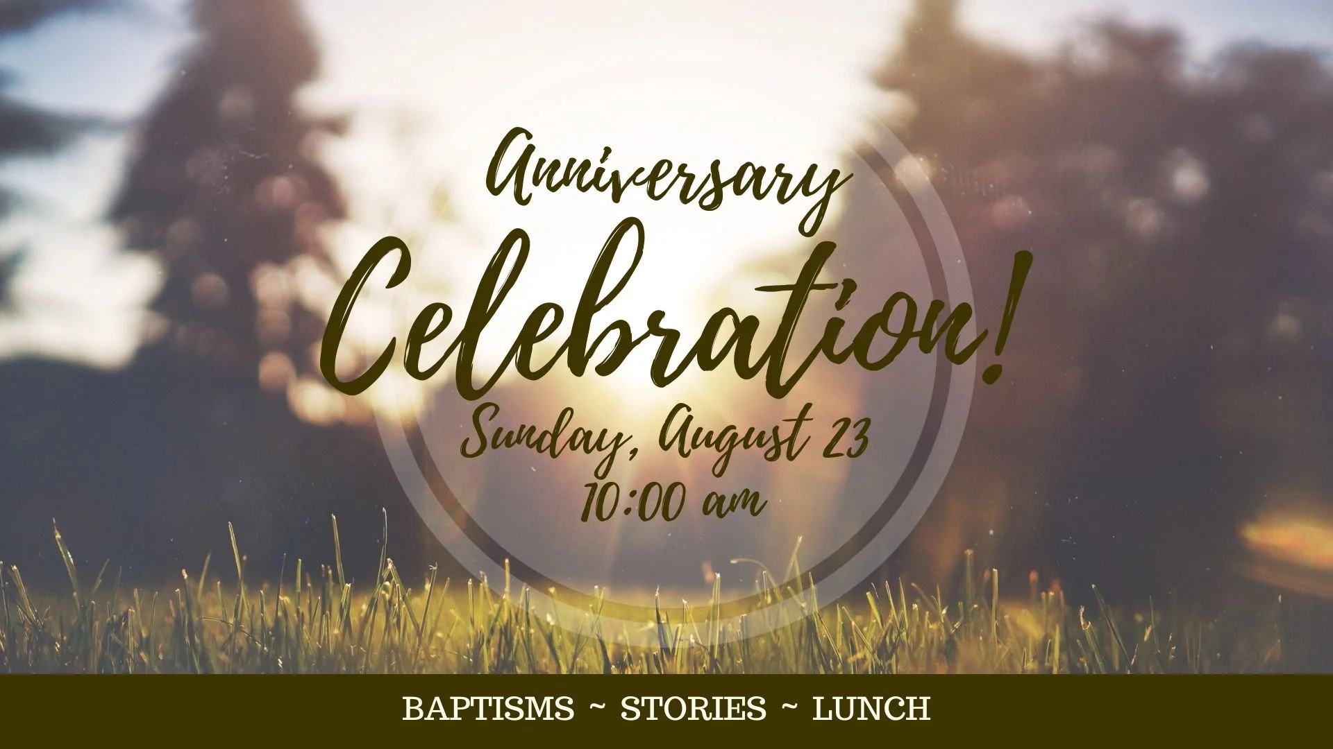 You're invited to join Next Chapter for our anniversary celebration on Sunday, August 23! We'll join together for worship followed by lunch on the grounds. Church will provide the main dish; please bring a side to share along with your own drink and 