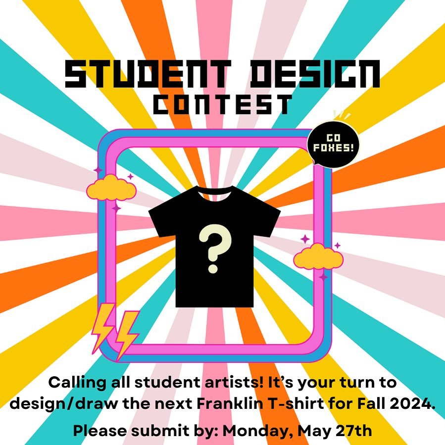 &ldquo;The Student T-Shirt Design Contest is Back!  Show your school spirit with an eye-catching design or drawing that&rsquo;s visible from a distance. The design must be for the front of the shirt only, one color, and easy to screen print. Digital 