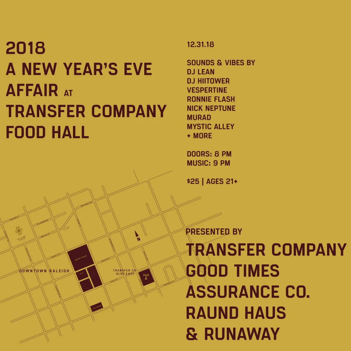 A NEW YEAR'S EVE AFFAIR at TRANSFER CO. FOOD HALL
