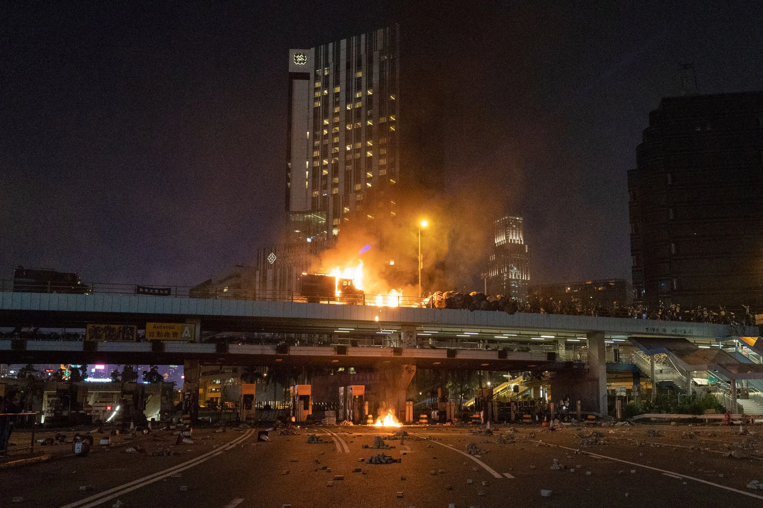 Burning Police Truck on Hung Hom Bridge_TONED.JPG
