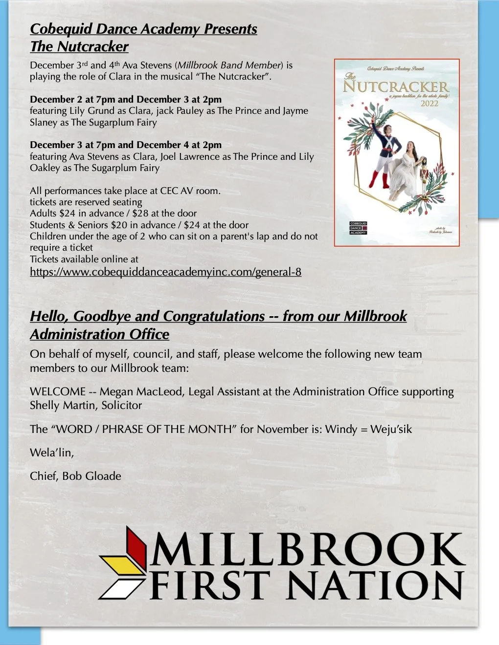 Millbrook Community Bulletin November 18 — Millbrook First Nation