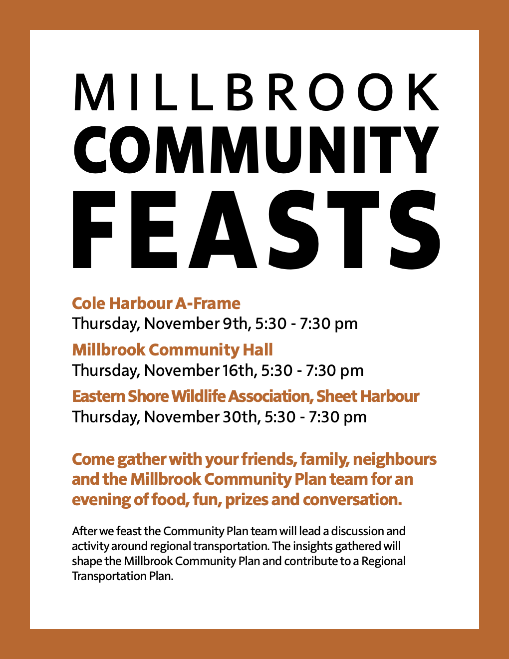 Millbrook Community Feast Eastern Shore Wildlife Association, Sheet