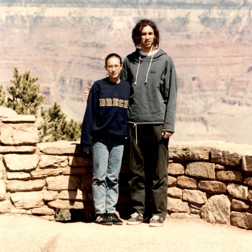 Here&rsquo;s a picture of me and my sister at the Grand Canyon on some family trip. Also, I had dreadlocks. #fbf #siblings #familytrip #grandcanyon