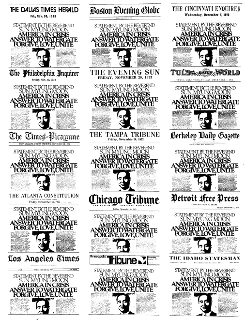 True Father’s Watergate Statement as it appeared in other U.S. newspapers in all 50 states