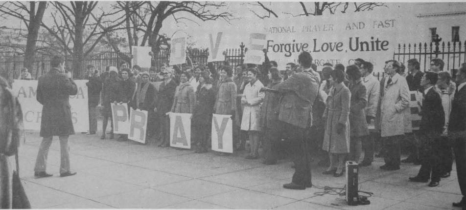 Members demonstrating in front of the White House