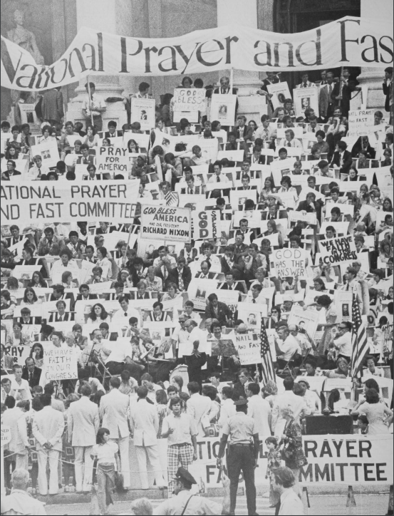 Members prayed and fasted for three days on the U.S. Capitoal steps, beginning July 22, 1974, as the Watergate crisis reached its climax