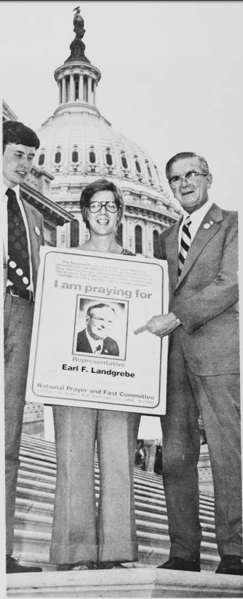 Laurie Carlson from church headquarters won the heart of Congressman n Earl Landgrebe of Indiana, who later sent her this photo