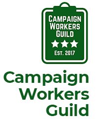 The logo of the Campaign Workers Guild. It is a green clipboard.
