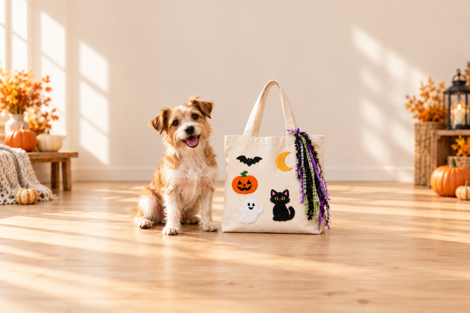 Cream Halloween Tote with Dog.png