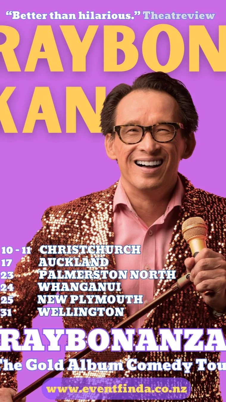 Excited to announce NZ tour dates for Raybonanza, my anniversary stand-up show. Only the gold. Booking details at https://linktr.ee/raybonkan