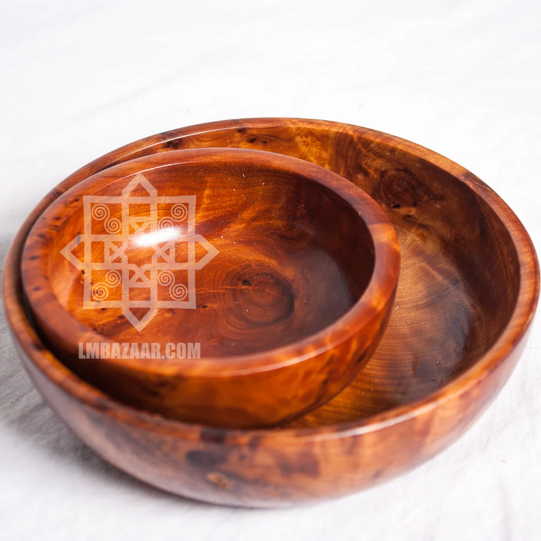 Elegant Hand Carved Thuya Wood Bowls