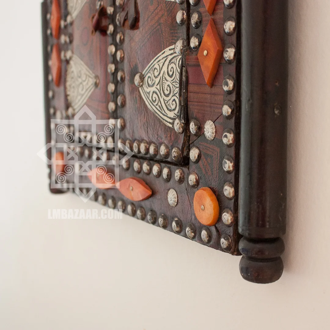 Leather Wrapped Decorative Moroccan Mirror