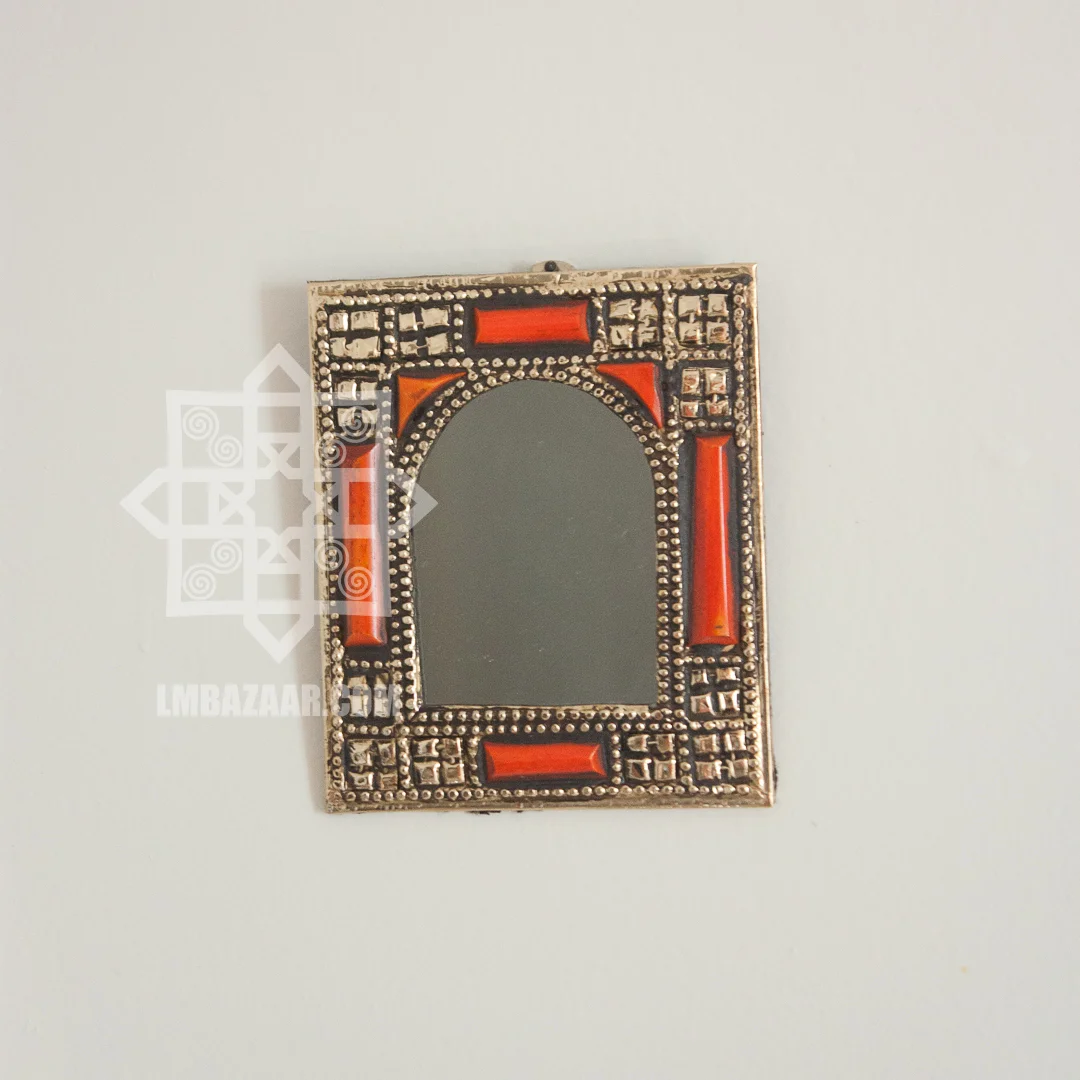 Small Hand Embossed Moroccan Brass Mirror