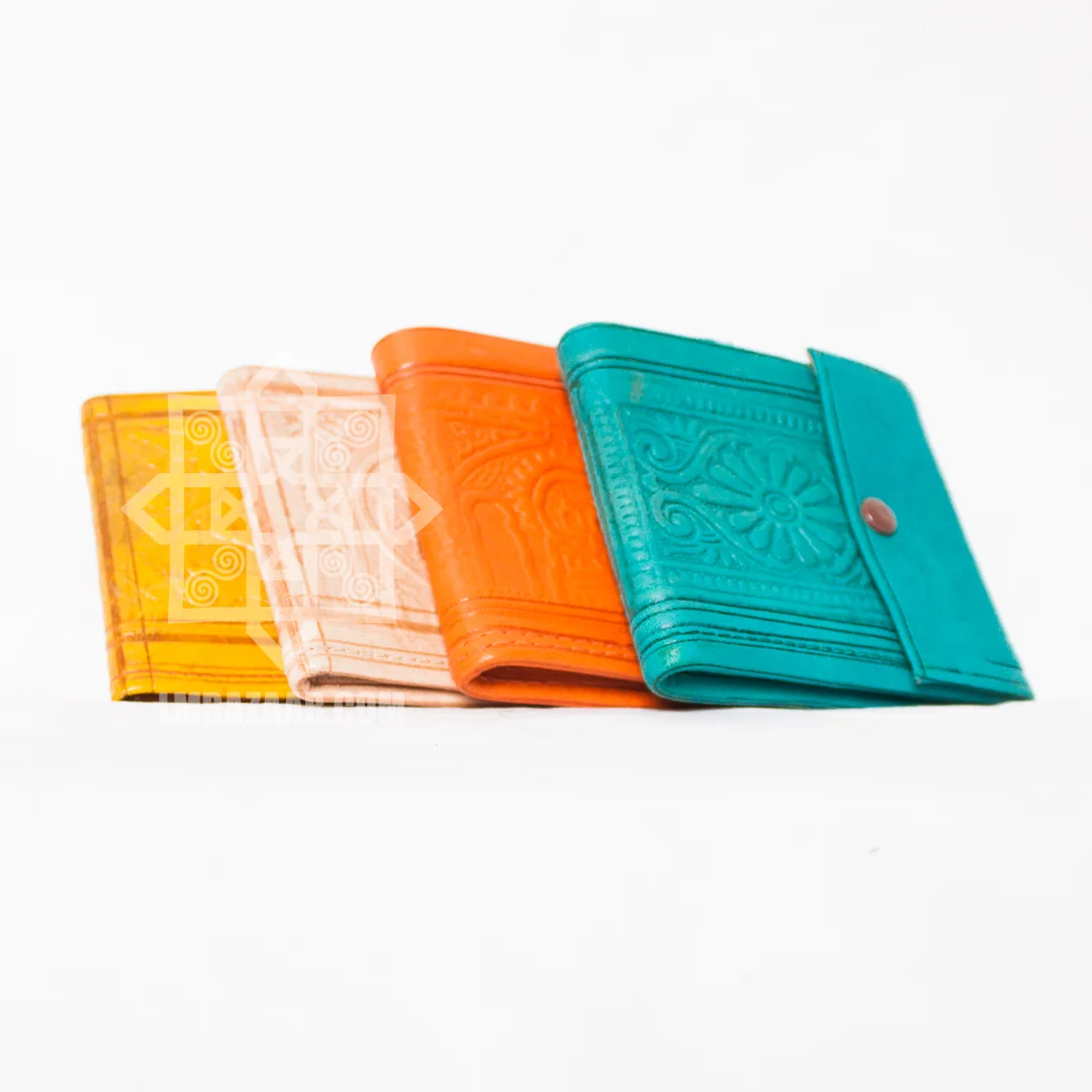 Snap-Closure Embossed Leather Wallet