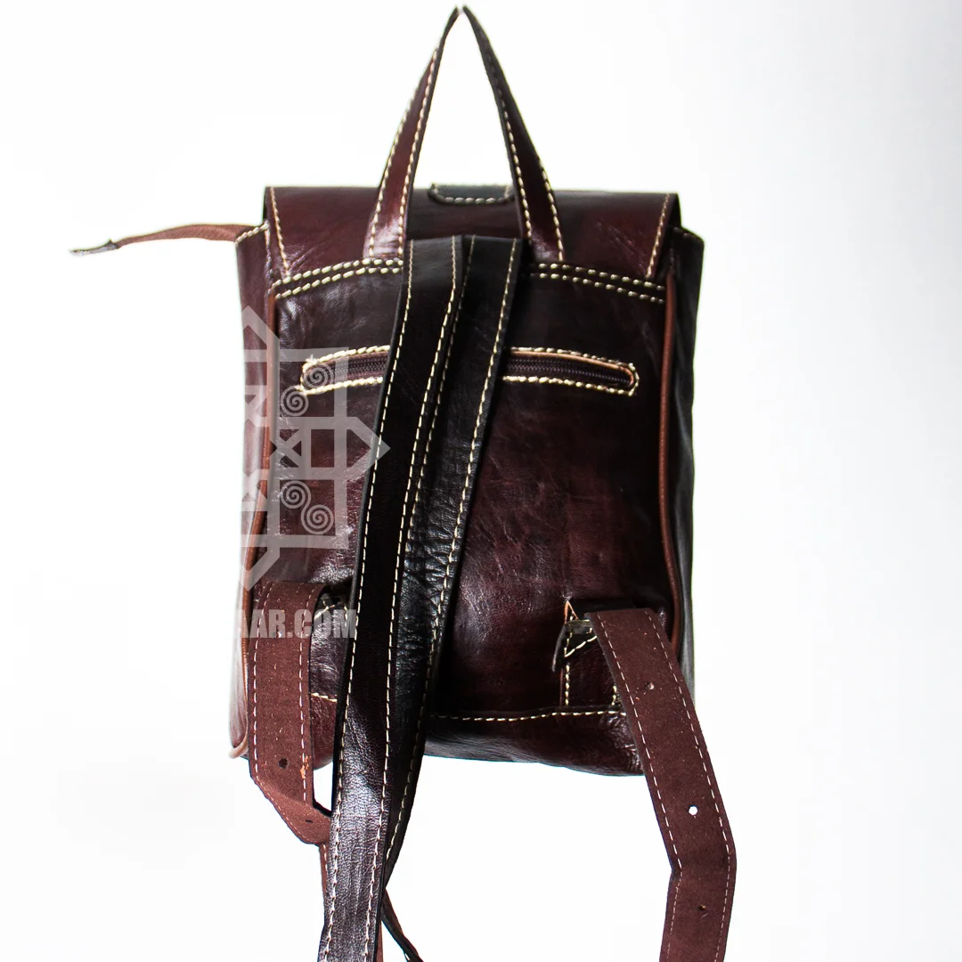 Sleek Leather Double Side Zip Back Pack