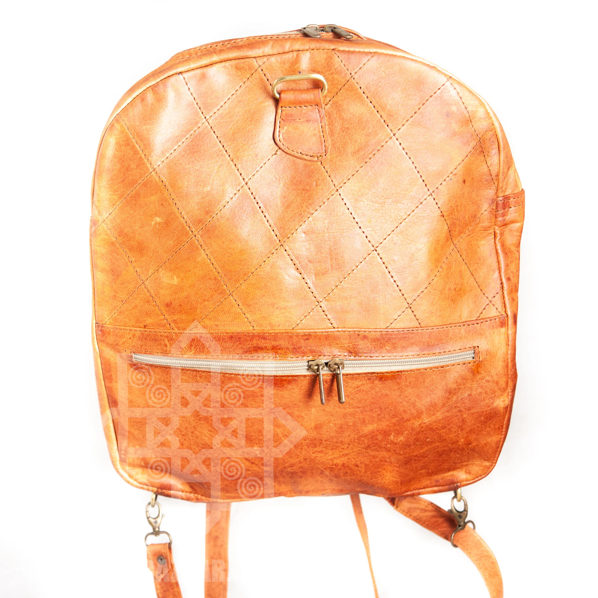 Reversible Camel Leather Book Bag