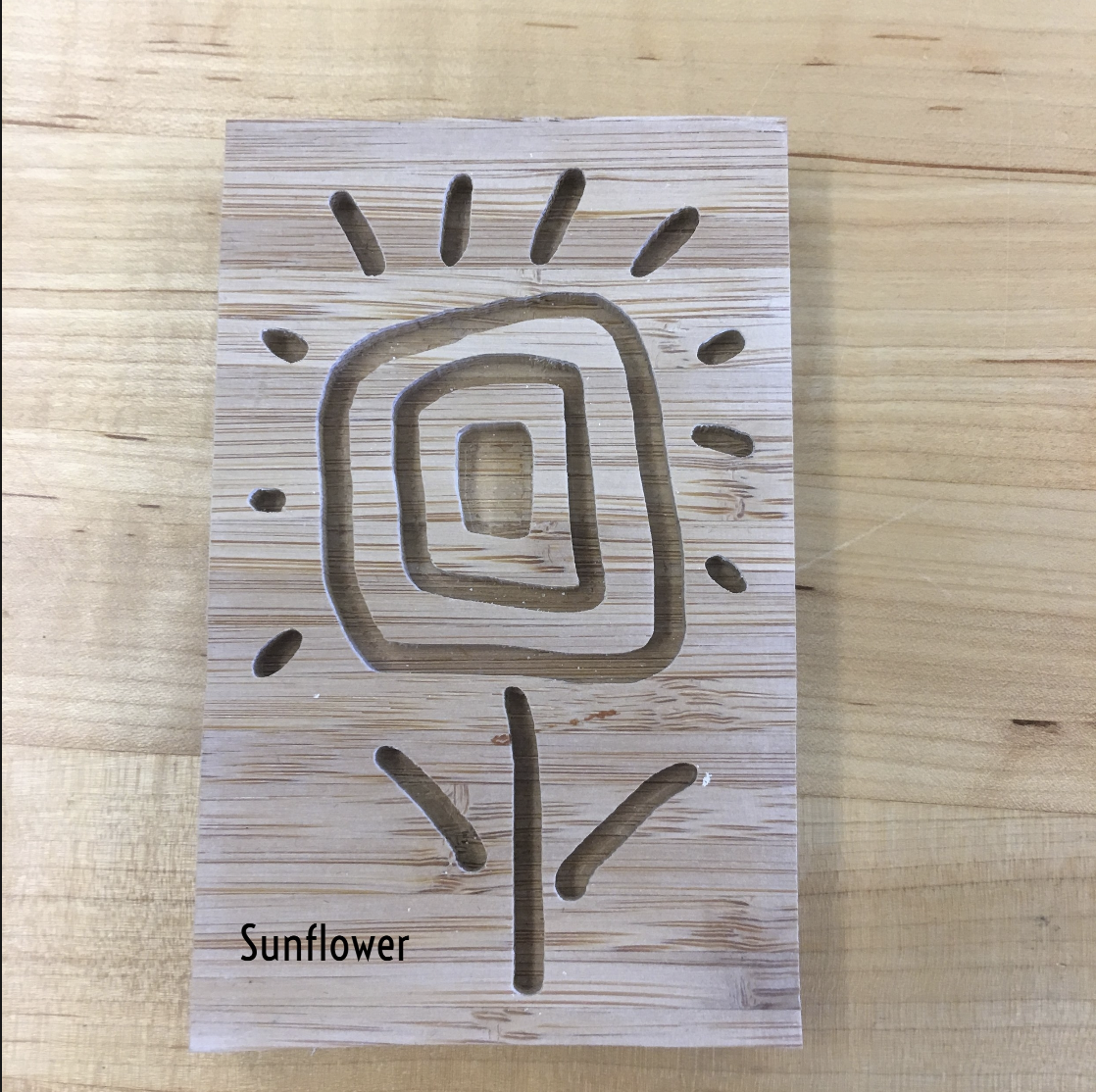 Bamboo printing blocks, Sunflower, flower, stamping, blockprinting supplies