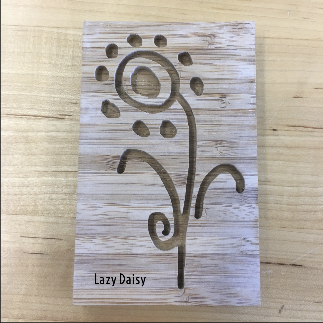Bamboo printing blocks, lazy daisy, flower, stamping, blockprinting supplies