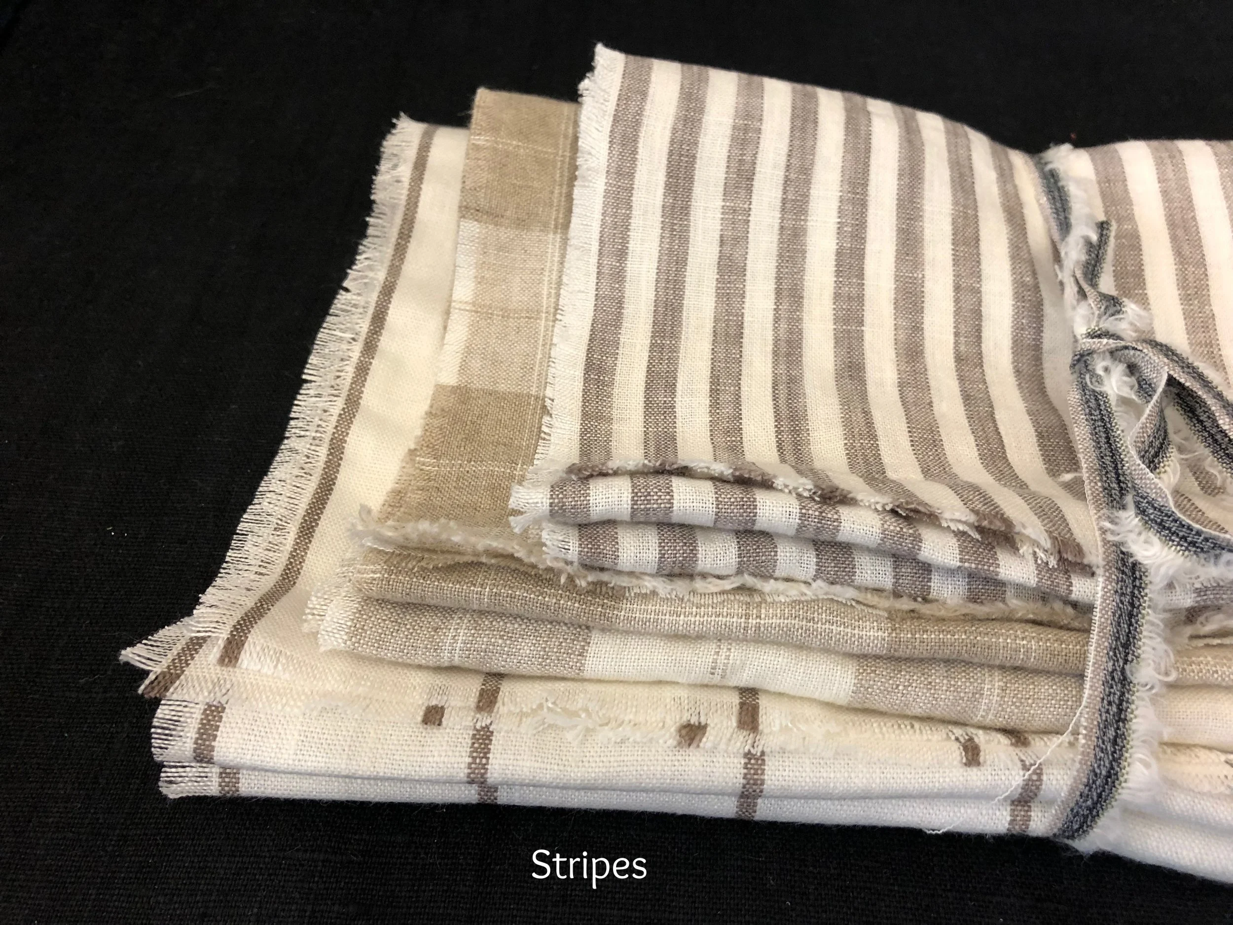 Linen, photography props, raw edge, wedding table linens, stripe fabrics