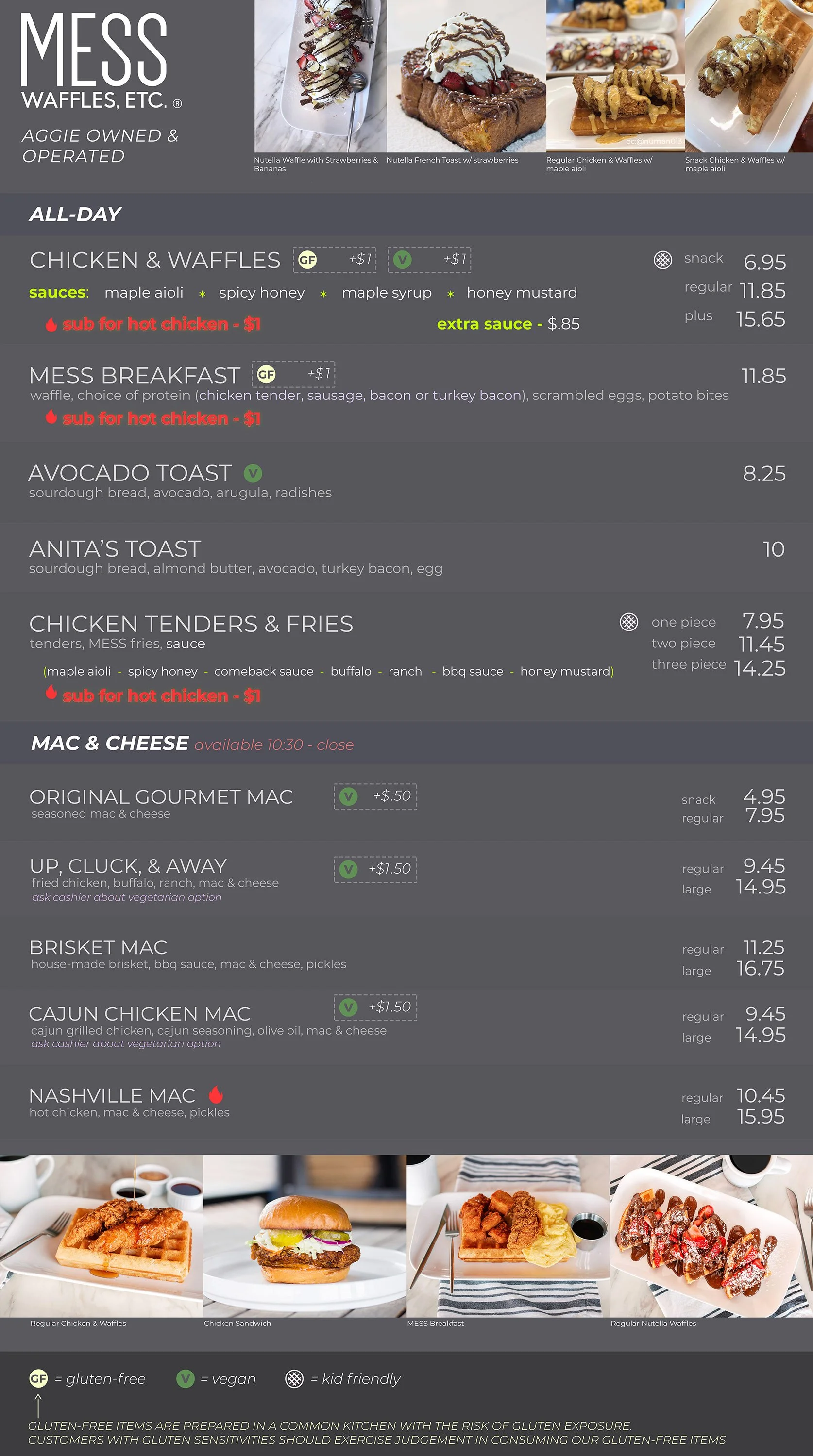 MESS Waffles Brunch Menu — Mess