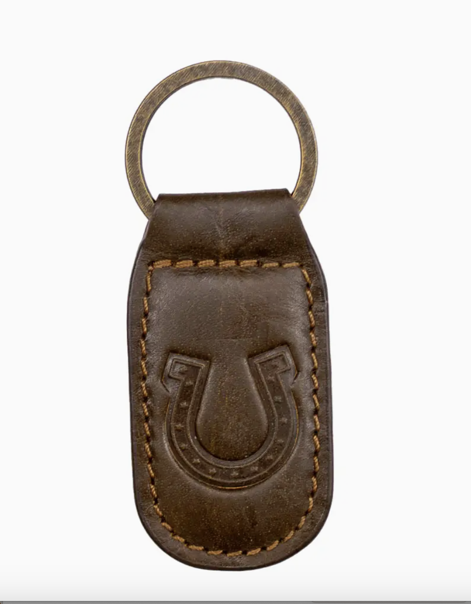 Horseshoe Leather Embossed Keychain