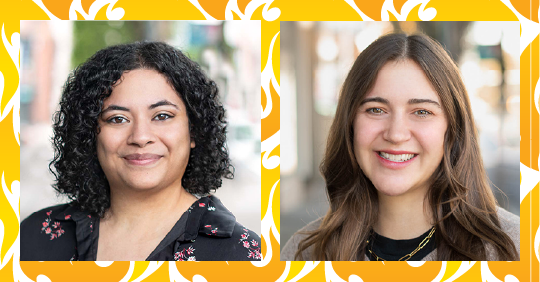 Head shots of two women.