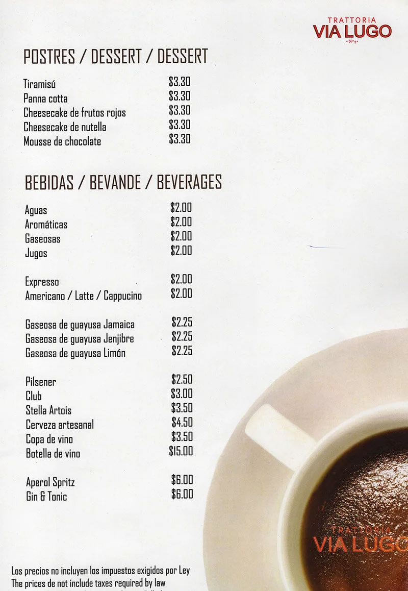 Via Lugo Trattoria Italian Restaurant Restaurante Italiana Manta