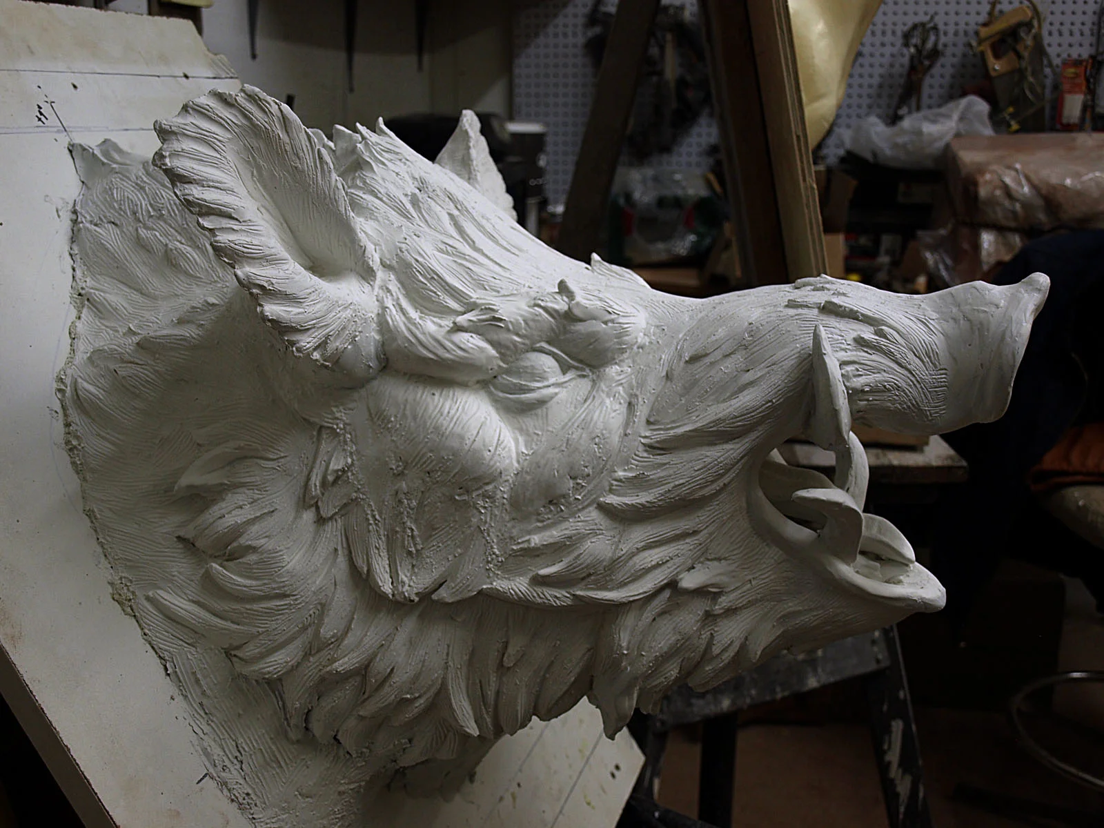 Wild Boar Head Mounted Sculpture