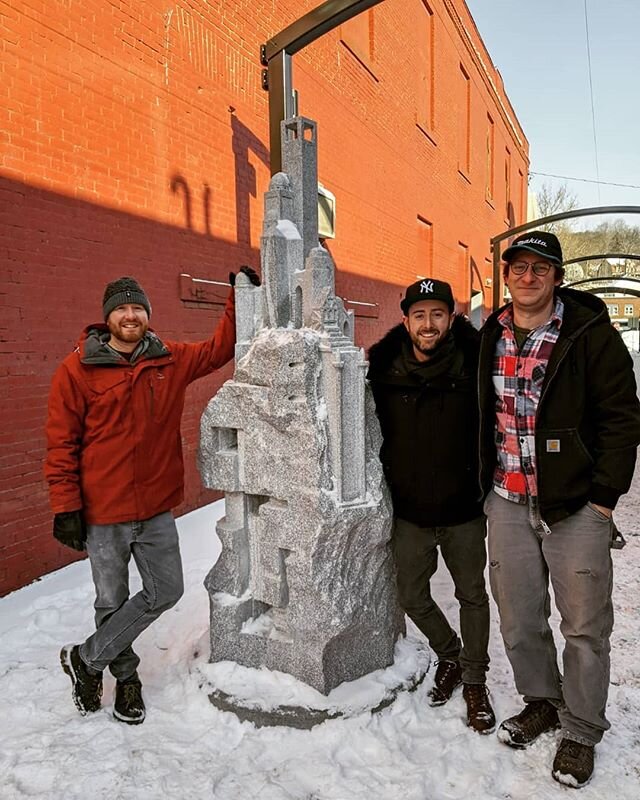 This is a great photo from around Christmas time (or was it Thanksgiving?..) of me and Dan and Eli with my piece in Barre. Love you guys and @alyxxg for snagging this moment!