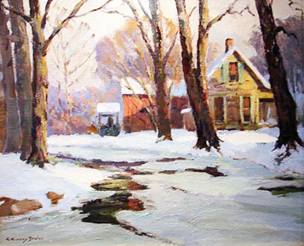 Claude Curry Bohm "House on Greasy Creek" Oil on canvas: 20 x 24 Inches Signed Lower Left