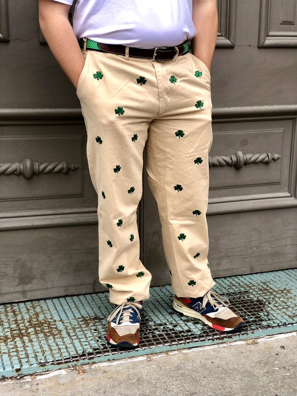 Joseph's Clothier — Embroidered Shamrock Khaki Pants With Kelly Green  Shamrocks